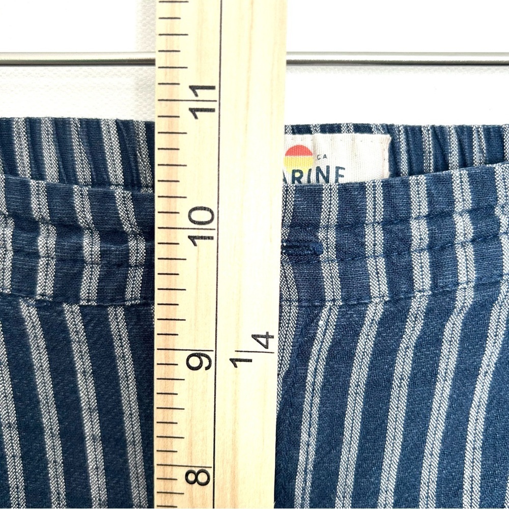 Marine Layer Allison Ankle Pant Stripe Trouser Euro Coastal Blue Size Medium - Picture 14 of 16